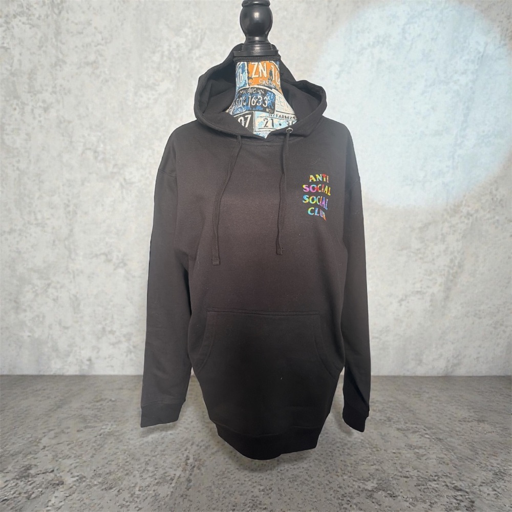 Anti Social Social Club Pedals On the Floor Black Hoody with Colorful Logo - Picture 2 of 5